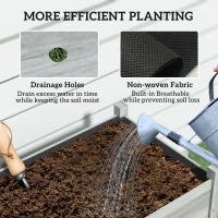 Outsunny Wooden Raised Planter Box with Drain Holes for Vegetables, Flowers, Outdoor Garden Bed, 45.3x21.7x31.5inch, Grey(m-6)