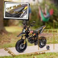 Qaba 12V Aprilia Licenced Kids Electric Motorcycle, Battery-Powered Dirt Bike with Training Wheels for Aged 3-8, Yellow(m-3)