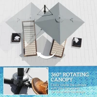 Outsunny 8 FT Aluminium Cantilever Patio Umbrella with 360° Rotation, Cross Base, Crank and Tilt for Garden, Patio, Dark Grey(m-5)