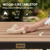 Outsunny Patio Dining Table for 4, Square Aluminum Outdoor Table for Garden Lawn Backyard, Natural(m-4)