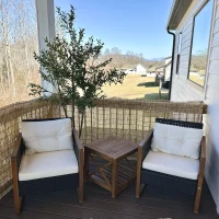 Outsunny Outdoor Bistro Set, Wicker Patio Furniture with Cushions for Porch, Backyard, Garden, Brown(m-12)