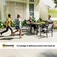 Outsunny Patio Dining Table for 4, Square Aluminum Outdoor Table for Garden Lawn Backyard, Natural(m-10)