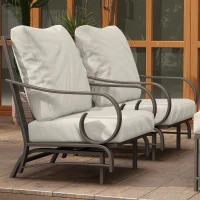 Outsunny 5 Piece Backyard Patio Furniture Set, Outdoor Furniture Set with 2 Rocking Chairs, 3-Seat Sofa, and 2 Ottomans, Beige(m-9)