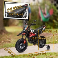 Qaba 12V Aprilia Licenced Kids Electric Motorcycle, Battery-Powered Dirt Bike with Training Wheels for Aged 3-8, Red(m-3)