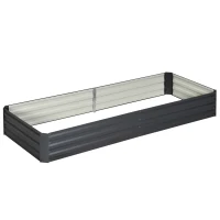 Outsunny 95" x 36" x 12" Galvanized Raised Garden Bed, Metal Elevated Planter Box for Growing Flowers, Herbs, Succulents, Grey(m-13)