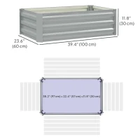 Outsunny Set of 2 Galvanized Raised Beds for Garden, Outdoor Planter Box for Flowers, Herbs and Vegetables, Light Grey(m-3)