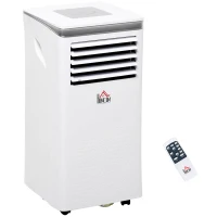 HOMCOM 8000 BTU Portable Air Conditioner for Rooms Uo to 344 Sq.Ft., 4-in-1 Mobile AC Unit with Dehumidifier, Cooling Fan, Sleep Mode, Remote, 24H Timer, Window Installation Kit, White(m-12)