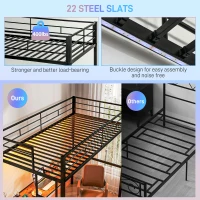 HOMCOM Twin Size Loft Bed with Desk, LED Lights, Charging Station, Twin Metal Loft Bed Frame with Ladder, Black(m-8)