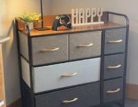 HOMCOM 3-Tier Storage Organizer for Bedroom Entryway, 7-Drawer Dresser with Steel Frame for Bedroom, Maple Wood(m-12)