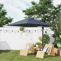 Outsunny 8 FT Aluminium Cantilever Patio Umbrella with 360° Rotation, Cross Base, Crank and Tilt for Garden, Patio, Dark Grey(m-9)