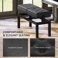 HOMCOM Piano Bench with Storage, Height Adjustable Piano Stool, PU Leather Tufted Keyboard Seat, Black(m-4)