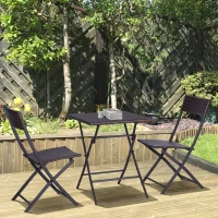 Outsunny 3-Piece Outdoor Folding Rattan Bistro Set, Mixed Brown(m-1)