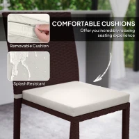 Outsunny Patio Dining Chairs Set of 4, All Weather Wicker Armless Outdoor Chairs with Steel Frame for Garden, Backyard, Beige(m-5)