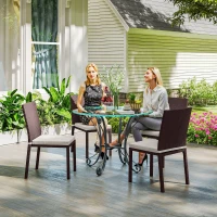 Outsunny Patio Dining Chairs Set of 4, All Weather Wicker Armless Outdoor Chairs with Steel Frame for Garden, Backyard, Beige(m-8)