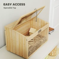 PawHut 22"L Hamster Cage with Openable Top & Acrylic Windows, Small Animal Cage with Hut, Seesaw, Ladder, Natural Wood(m-7)
