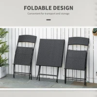 Outsunny 3-Piece Outdoor Folding Rattan Bistro Set, Mixed Brown(m-6)