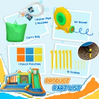 Qaba 8 in 1 Inflatable Bounce House Water Slide with 550W High Power Blower, for 3-8 Years(m-9)