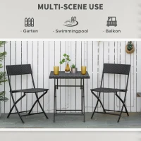 Outsunny 3-Piece Outdoor Folding Rattan Bistro Set, Mixed Brown(m-4)