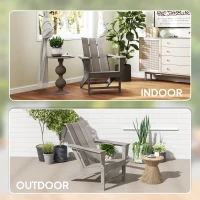 Outsunny HDPE Plastic Adirondack Chair, Muskoka Chair with High Back and Wide Armrests for Fire Pit, Patio, Porch, Dark Grey(m-7)