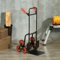 DURHAND 6-Wheels Stair Climber Trolley Cart, Hand Truck and Dolly, Foldable Steel Load Cart, 264lbs Capacity, Black and Red(m-1)