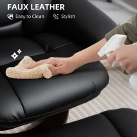 HOMCOM Swivel Recliner with Ottoman, PU Leather Reclining Chair with Footrest, for Living Room, Bedroom, Black(m-7)