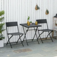 Outsunny 3-Piece Outdoor Folding Rattan Bistro Set, Mixed Brown(m-8)