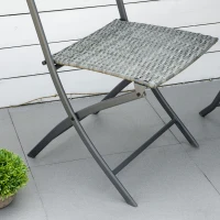 Outsunny 3-Piece Outdoor Folding Rattan Bistro Set, Grey(m-9)