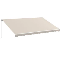 Outsunny 16'x10' Electric Retractable Awning Sunshade Shelter with Remote Controller & Crank Handle for Deck Balcony Yard, Cream(m-12)