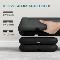 Soozier Adjustable Aerobic Stepper, 3-Level with Risers 4", 6", 8" Exercise Step Platform for Home Gym Fitness Workout, 330lbs Weight Capacity, Grey(m-4)