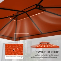 Outsunny 13' x 10' Gazebo Replacement Canopy 2 Tier Top UV Cover Pavilion Garden Patio Outdoor, Rust Red (TOP ONLY)(m-4)