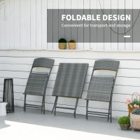 Outsunny 3-Piece Outdoor Folding Rattan Bistro Set, Grey(m-5)