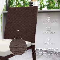 Outsunny Patio Dining Chairs Set of 4, All Weather Wicker Armless Outdoor Chairs with Steel Frame for Garden, Backyard, Beige(m-4)