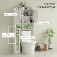 HOMCOM Farmhouse Over the Toilet Cabinet with Barn Doors, Over the Toilet Storage Cabinet with Adjustable Shelf, White(m-4)