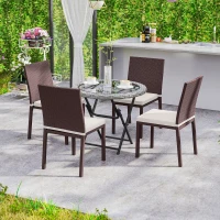 Outsunny Patio Dining Chairs Set of 4, All Weather Wicker Armless Outdoor Chairs with Steel Frame for Garden, Backyard, Beige(m-1)