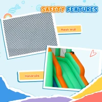 Qaba 8 in 1 Inflatable Bounce House Water Slide with 550W High Power Blower, for 3-8 Years(m-6)