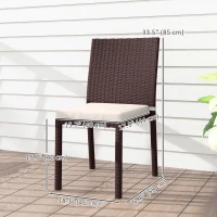 Outsunny Patio Dining Chairs Set of 4, All Weather Wicker Armless Outdoor Chairs with Steel Frame for Garden, Backyard, Beige(m-3)