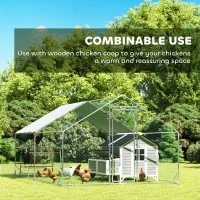 PawHut Metal Chicken Coop Run w/ Waterproof Cover, Nesting Box, Roosting Bars, for Outdoor Backyard, 9.8 x 13.1 x 6.4 ft(m-10)