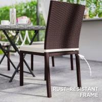 Outsunny Patio Dining Chairs Set of 4, All Weather Wicker Armless Outdoor Chairs with Steel Frame for Garden, Backyard, Beige(m-6)