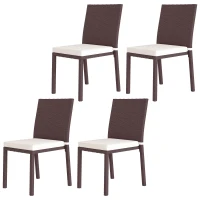 Outsunny Patio Dining Chairs Set of 4, All Weather Wicker Armless Outdoor Chairs with Steel Frame for Garden, Backyard, Beige(m-2)