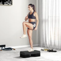 Soozier Adjustable Aerobic Stepper, 3-Level with Risers 4", 6", 8" Exercise Step Platform for Home Gym Fitness Workout, 330lbs Weight Capacity, Grey(m-8)