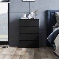 HOMCOM 4 Drawer Cabinet Storage Cupboard Freestanding Organiser Unit, Black(m-6)