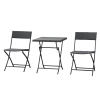 Outsunny 3-Piece Outdoor Folding Rattan Bistro Set, Mixed Brown(m-2)