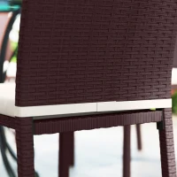 Outsunny Patio Dining Chairs Set of 4, All Weather Wicker Armless Outdoor Chairs with Steel Frame for Garden, Backyard, Beige(m-10)