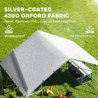 PawHut Large Metal Chicken Coop with Waterproof Cover, Roosting Bar, Nesting Box, 9.8' x 19.7' x 6.4'(m-8)