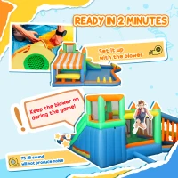 Qaba 8 in 1 Inflatable Bounce House Water Slide with 550W High Power Blower, for 3-8 Years(m-7)