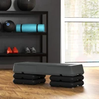 Soozier Adjustable Aerobic Stepper, 3-Level with Risers 4", 6", 8" Exercise Step Platform for Home Gym Fitness Workout, 330lbs Weight Capacity, Grey(m-7)