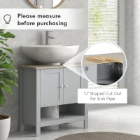 kleankin Pedestal Sink Storage Cabinet, Under Sink Cabinet, Bathroom Vanity Cabinet with Adjustable Shelf and Open Bottom Shelf, Gray(m-4)