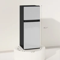 HOMCOM Small Fridge with Freezer, 4 Cu Ft Refrigerator with Reversible Doors, Silver(m-3)