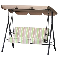 Outsunny 3-Seat Outdoor Patio Swing Chair with Removable Cushion, Steel Frame Stand and Adjustable Tilt Canopy for Patio, Garden, Poolside, Balcony, Backyard, Multi Color