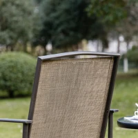 Outsunny 2 Piece Glider Set, Outdoor Swing Chairs, Patio Rocking Armchairs with Breathable Mesh Fabric, Steel Frame for Garden, Backyard, Patio, Dark, Brown/Khaki(m-10)